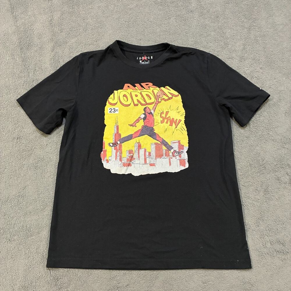 Jordan Comic Slam Black Casual Short Sleeve Graphic Print T-Shirt Youth Size XL